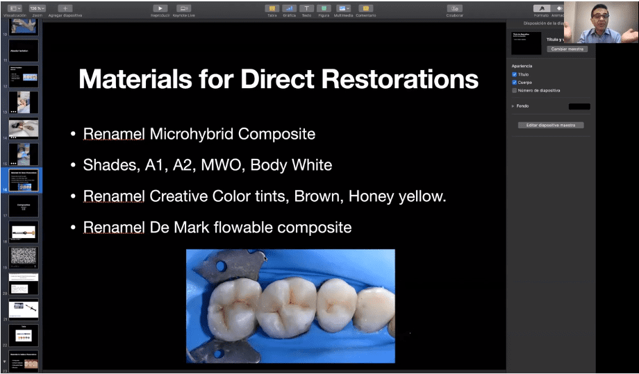 List of materials for direct restorations composites shades tints.